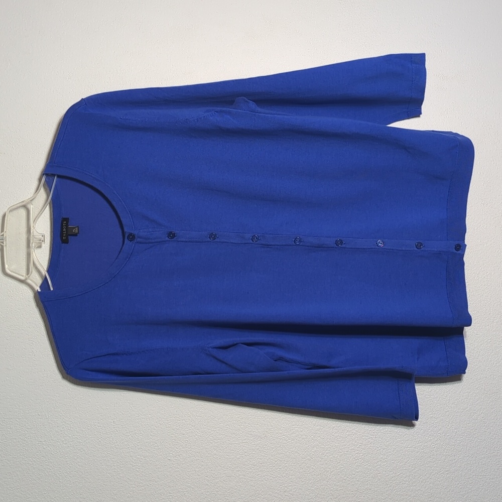 Talbots Women's Cardigan Sweater Blue Classic Quiet Luxury Business Casual XL